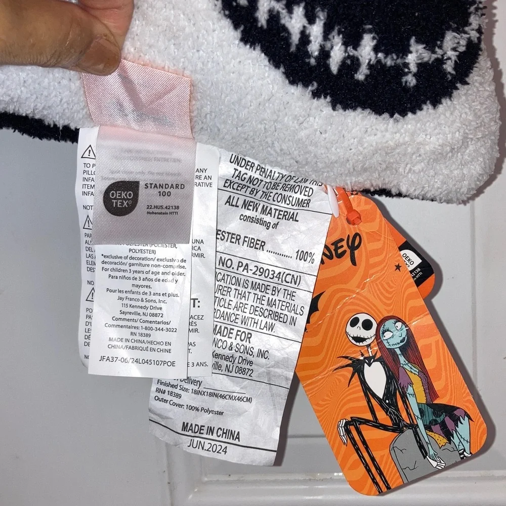 JACK SKELLINGTON The Nightmare Before Christmas DISNEY Square Plush Pillow 18 in